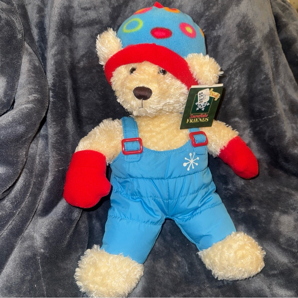 DAN DEE Vintage Teddy Bear Winter Plush Snowsuit Ski Pants Mittens Hat Stuffed